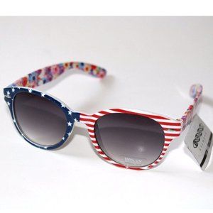 Women's Icon American Flag Sunglasses with Stars and Stripes with Flowers Frame